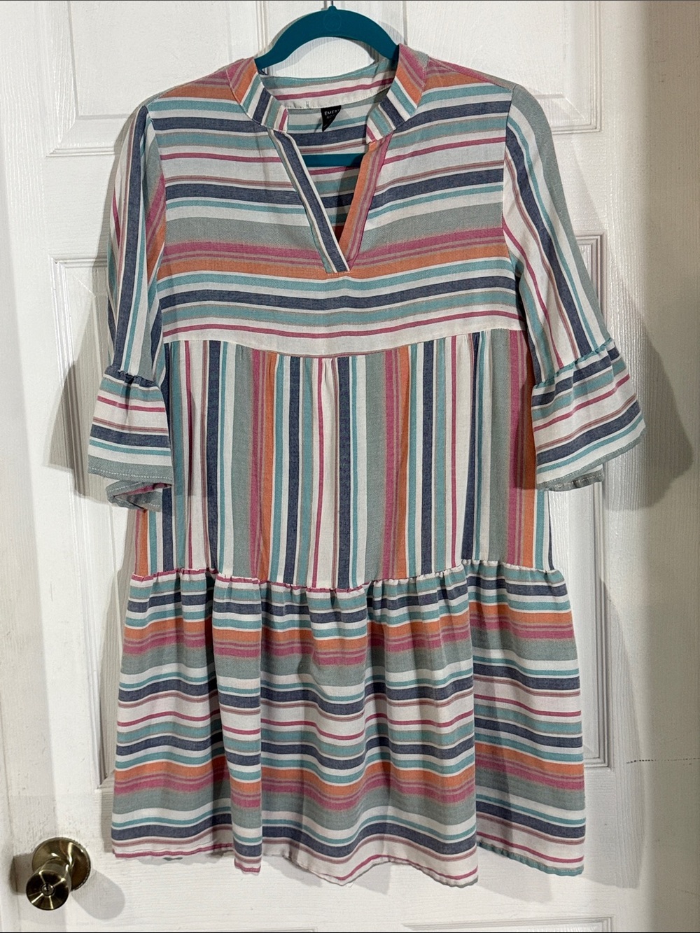 Emery Rose Multicolor Striped Tiered Mini Dress Country